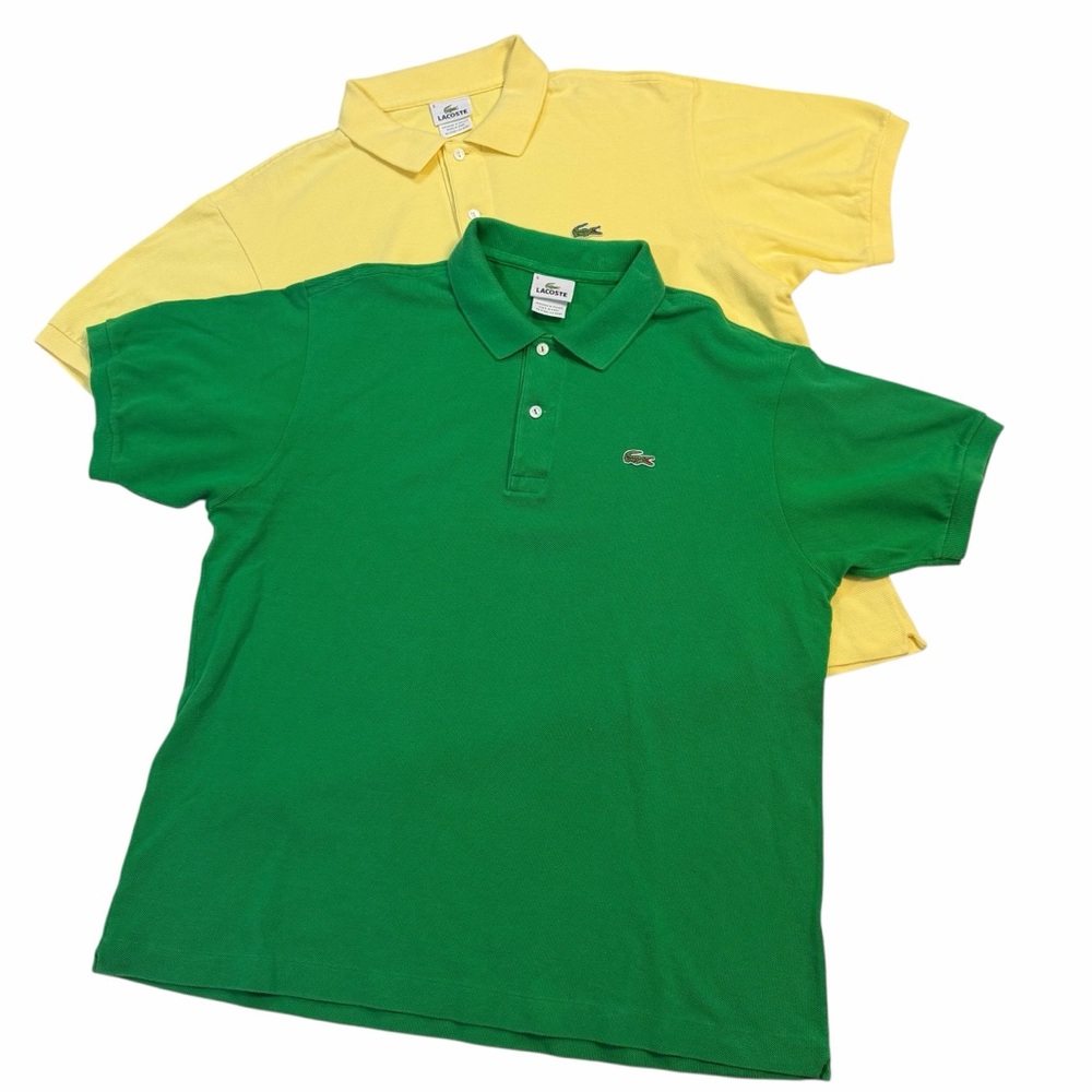 Lacoste Men’s Polo Shirts Bundle of 2 - Green and Yellow Size FR 6/US XL